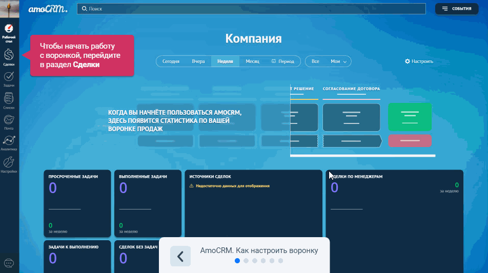 Интерфейс amoCRM